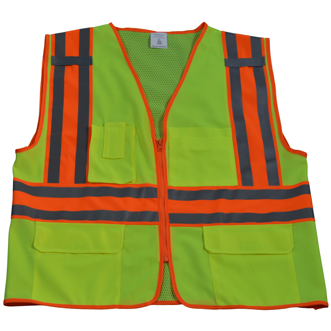Petra Roc LV2-FSMBCB2-2X-3X Safety Vest Ansi Class Ii Lime Solid Front