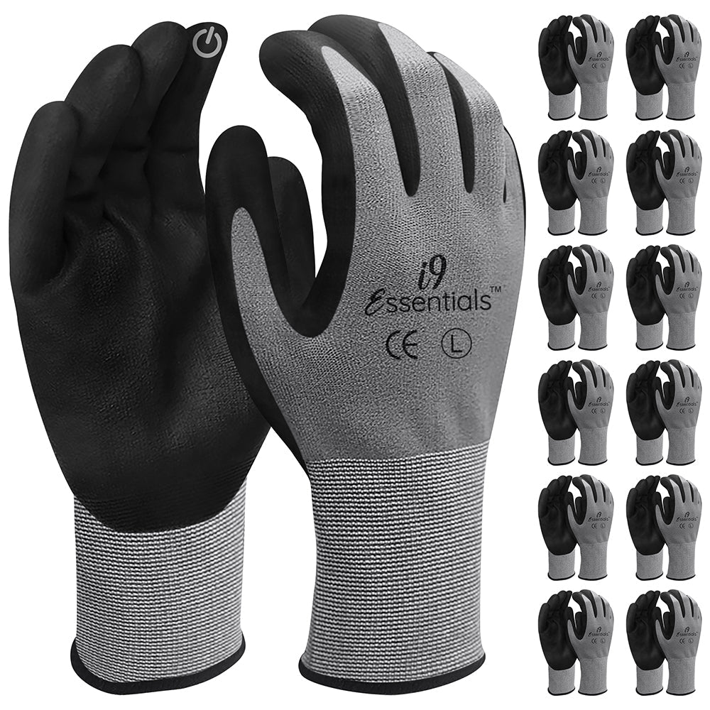 Micro Foam Nitrile Work Gloves | Touch Screen | Grey | L | Pack of 12