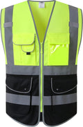 9 Pockets High Visible Reflective Safety Vest Zipper Front Breathable