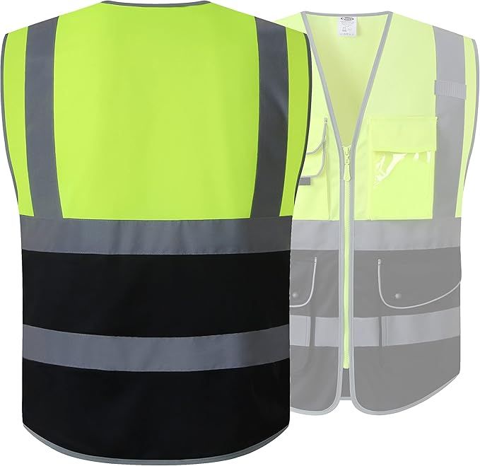 9 Pockets High Visible Reflective Safety Vest Zipper Front Breathable